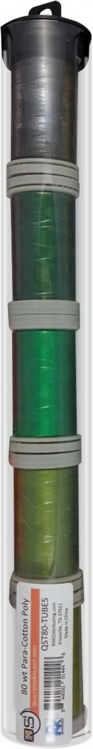 Quilters Select Tube with - Tube of 5 colors 400M - MINERAL GREEN BEAN GREEN IRISH GREEN WREATH GREEN CLEVELAND - Linda's Electric Quilters