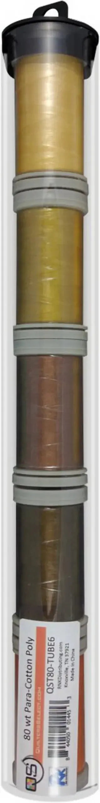 Quilters Select Tube with - Tube of 5 colors 400M - BLONDE STRAW WALNUT TAFFY HARVEST BROWN HARVEST ATHLETIC GOLD - Linda's Electric Quilters