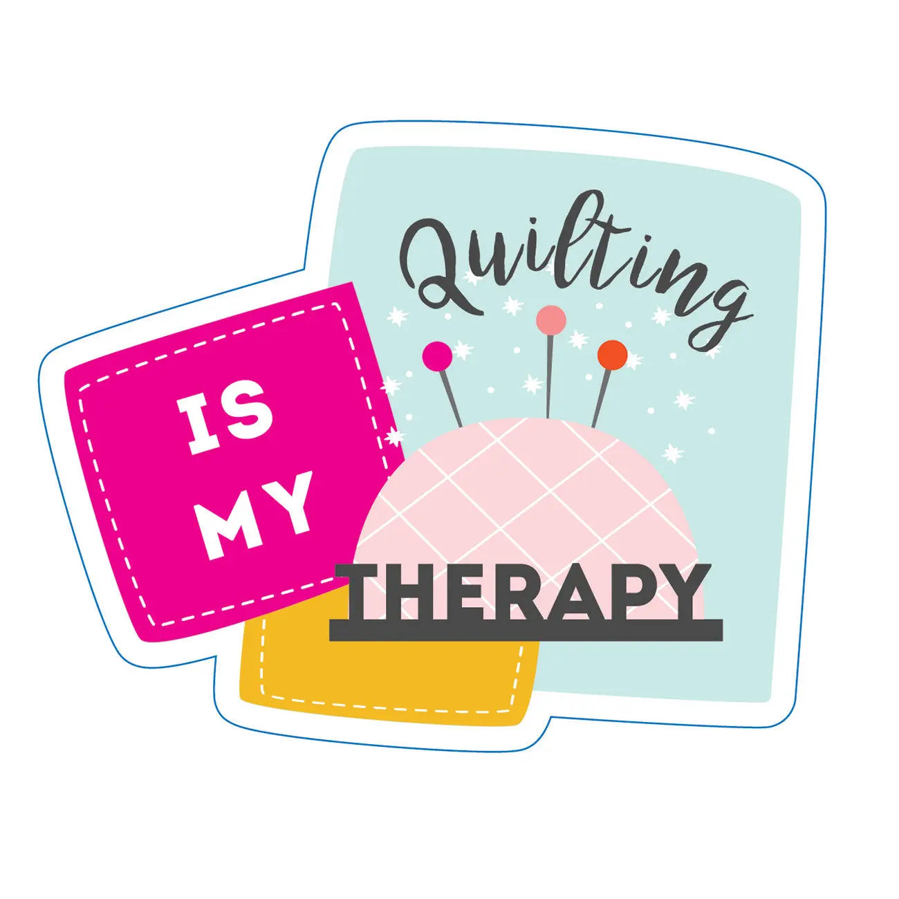 Quilting Is My Therapy Stickers 6pk - Linda's Electric Quilters