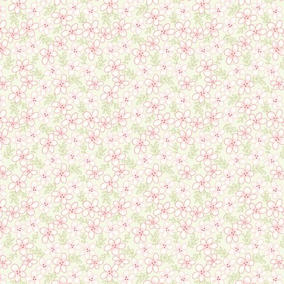 Marcus Fabrics Tea for Two sketch floral pink quilting cotton