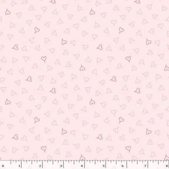 Tea for Two - Hearts - Blush 44" / 45" Fabric Per Yard