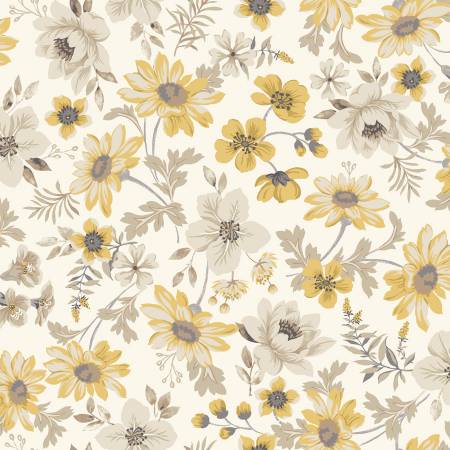 Marcus Fabrics garden quilting cotton fabric in Cream