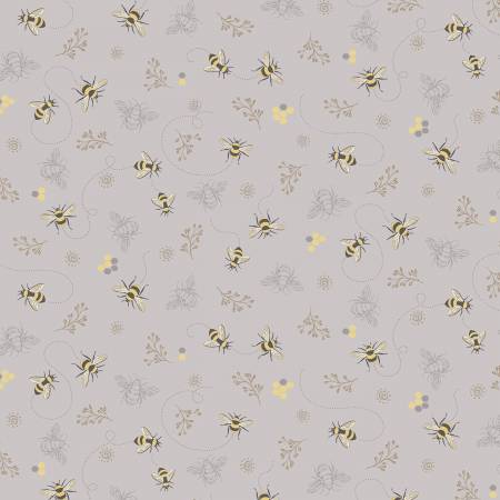 Marcus Fabrics busy bees quilting cotton fabric in Gray
