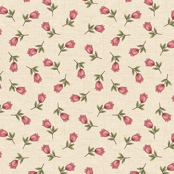 Cottage Florals - Tulips - Beige 44" / 45" Fabric Per Yard