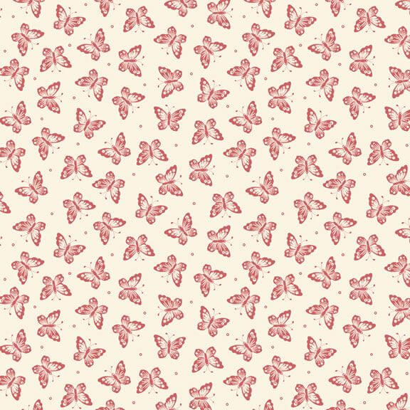 Cottage Florals - Butterfly - Cream 44" / 45" Fabric Per Yard