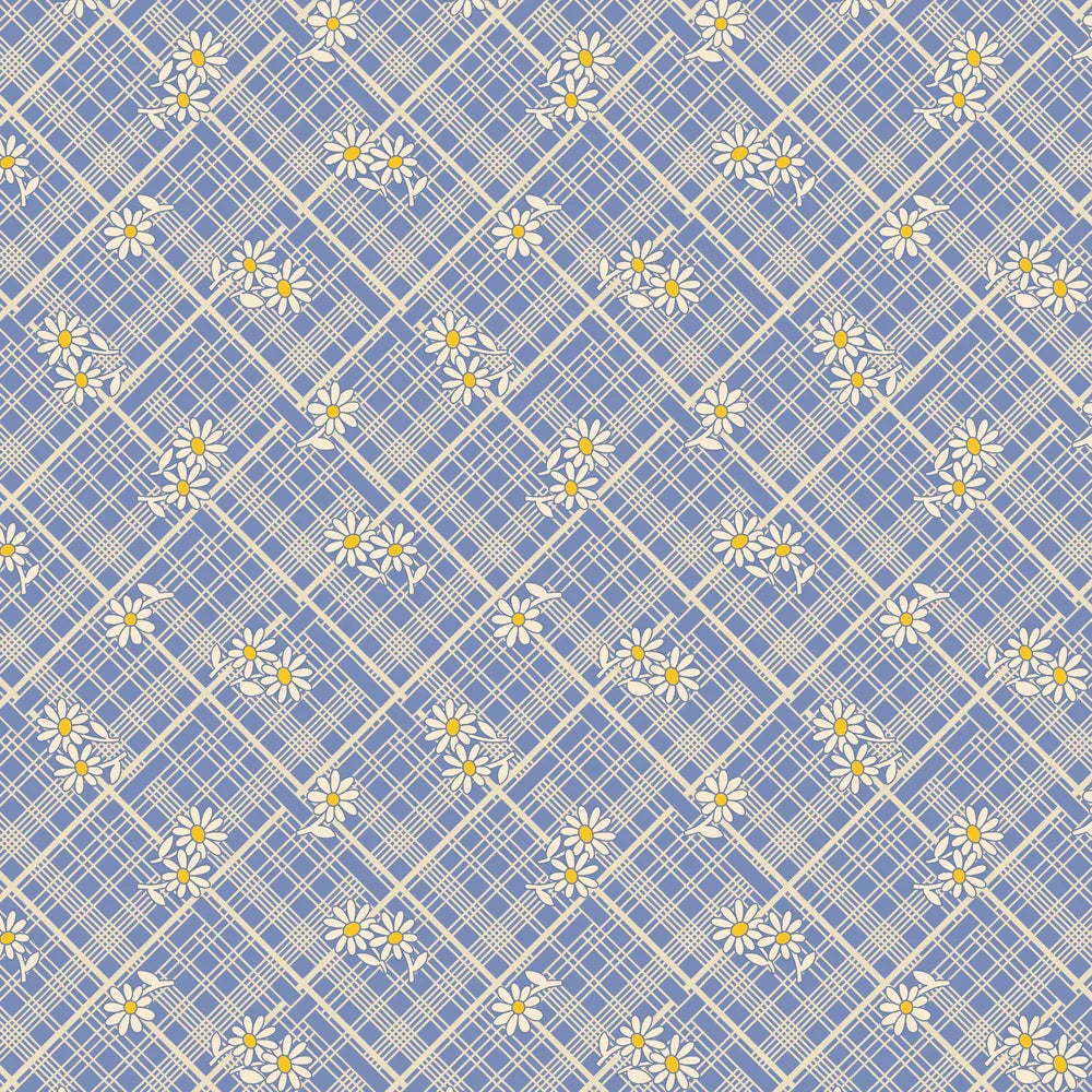 Aunt Grace Lattice Blue reproduction quilting fabric by Marcus