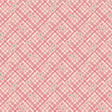 Marcus Brothers Aunt Grace Calicos Pink Lattice quilting fabric — reproduction calico