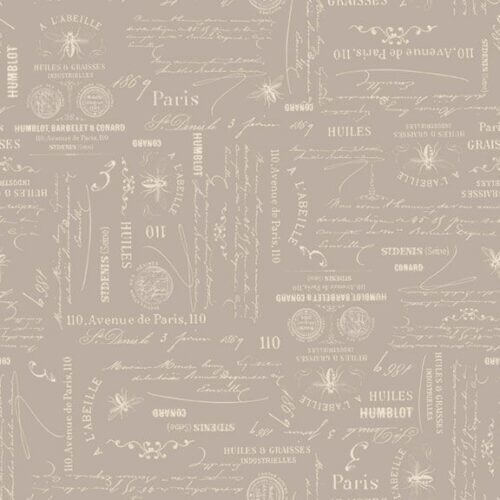 Summer House - Bee Script - Grey 44" / 45" Fabric Per Yard