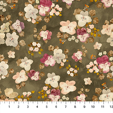 FIGO Marcel green multi floral rayon apparel fabric 54 inch