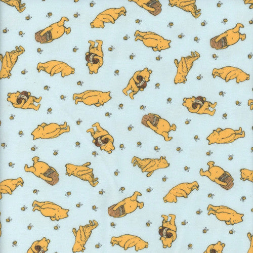 Winnie The Pooh Flannel Toss Blue by Riley Blake