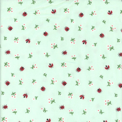 Meadow Moments Ladybugs Flannel Mint by Riley Blake