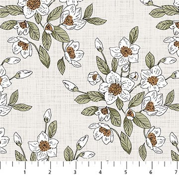 FIGO Grassland quilting cotton fabric in Cream