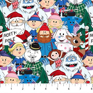 Rudolph The Red-Nosed Reindeer Characters Multi 44"/45" Cotton Fabric Per Yard