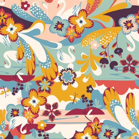 RJR Paradise quilting cotton fabric in Dusty Aqua