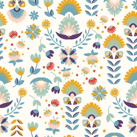 RJR Flowers in Paradise purple gold floral quilting cotton fabric