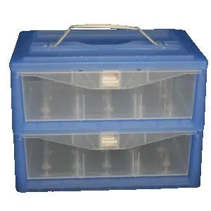 RNK 2 Drawer - 30 Cone storage box with handle – Blue - Linda's Electric Quilters