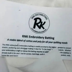 RNK Embroidery Batting 60" x 15 yards