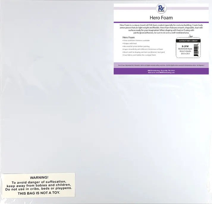 RNK WHITE CREATIVE FOAM- EVA 2MM - 3 sheets per pkg ~23.5" x 23.5" - Linda's Electric Quilters