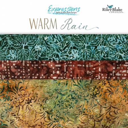 Riley Blake Batiks Warm Rain 2.5 inch strips, 40 pieces