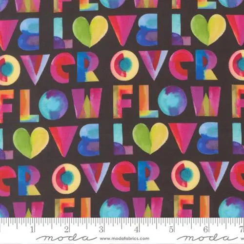 Radiant Midnight Over Flow Text Cotton 44"/45" Fabric Per Yard Moda Fabrics & Supplies