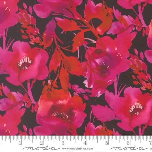 Radiant Midnight Poppies Cotton 44"/45" Fabric Per Yard Moda Fabrics & Supplies
