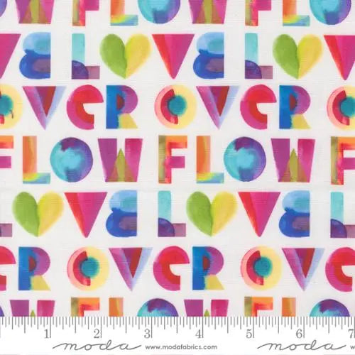 Radiant Rainbow Over Flow Text Cotton 44"/45" Fabric Per Yard Moda Fabrics & Supplies