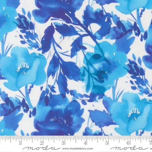 Radiant Sky Poppies Cotton 44"/45" Fabric Per Yard Moda Fabrics & Supplies