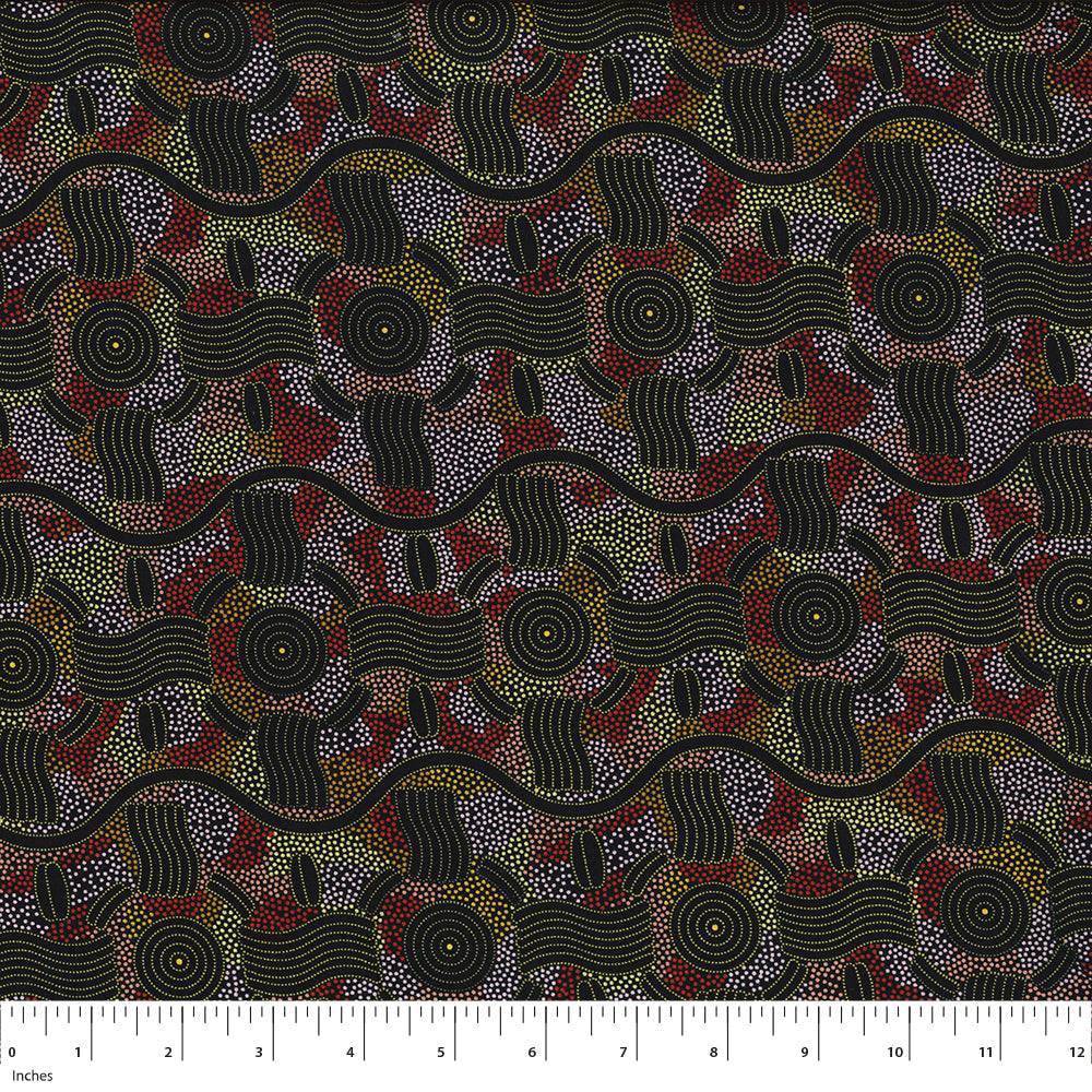 Rain Dreaming Gold quilting fabric by M and S Textiles Australia
