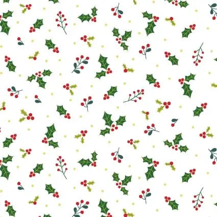 Red And Green Holly Cotton 43"/44" Fabric Per Yard EE Schenck Co
