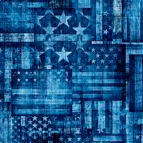 Blue Flag Patchwork 1776 Cotton 44"/45" Fabric Per Yard