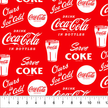 Red Ice Cold Coca-Cola Cotton 44"/45" Fabric Per Yard