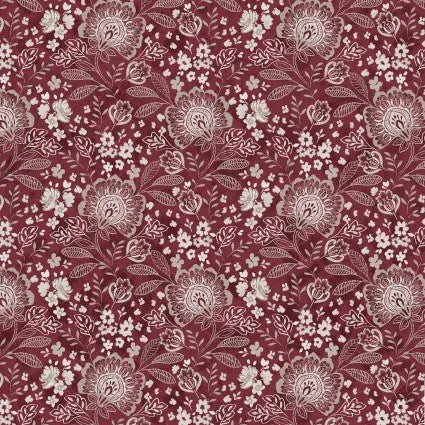 Red Jacobean Allover Elizabeth Fabric Per Yard EE Schenck Co