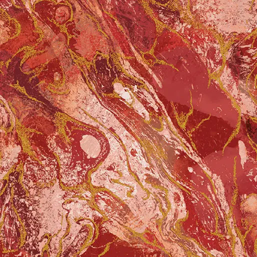 Red Marbled Earth Cotton 44”/45" Fabric Per Yard Benartex Inc