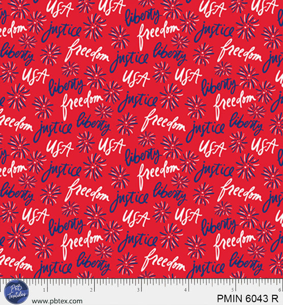 Red Patriotic Minis PMIN-6043-R Cotton 44”/45” Fabric Per Yard