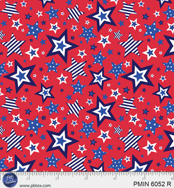 Red Patriotic Minis PMIN-6052-R Cotton 44”/45” Fabric Per Yard