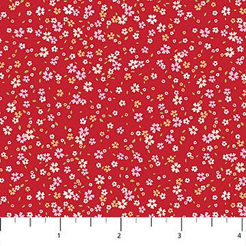 Red Petal Drift Pocket Posies Cotton 44"/45" Fabric Per Yard