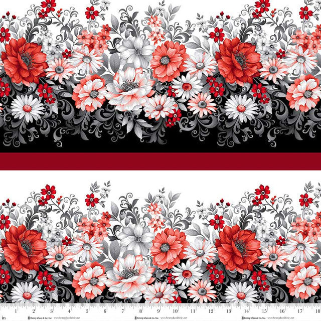 Red White Border Stripe Scarlet's Treasure 44"/45" Cotton Fabric Per Yard