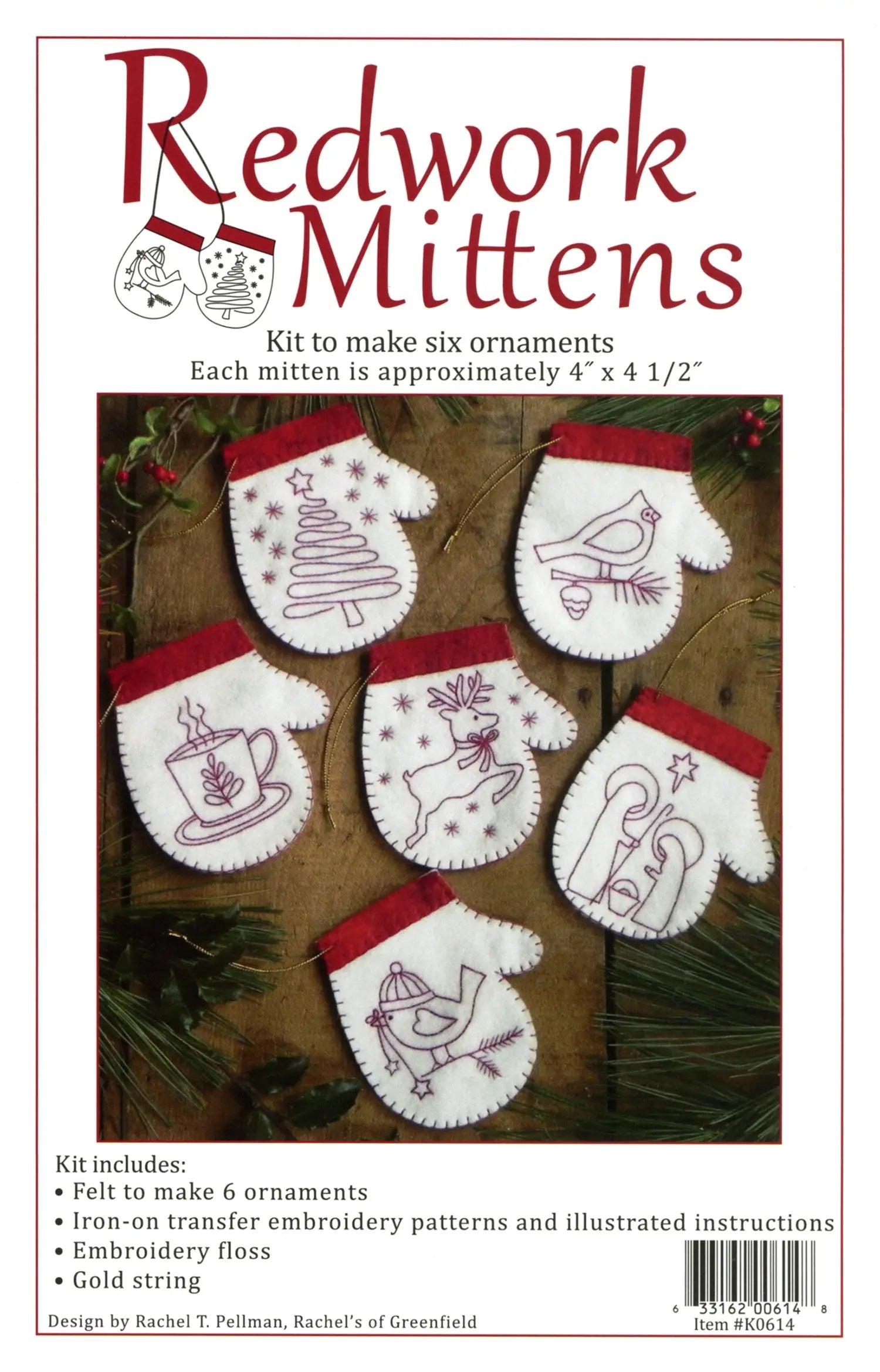 Redwork Mittens Kit - Linda's Electric Quilters