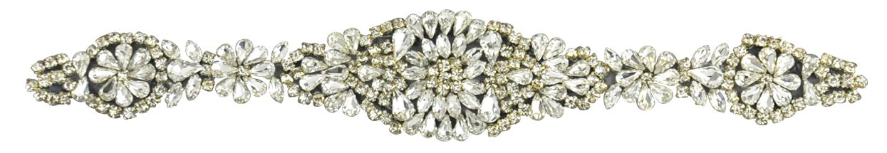 Rhinestone Applique - 8 1/2" width x 2" wide- BRM-53