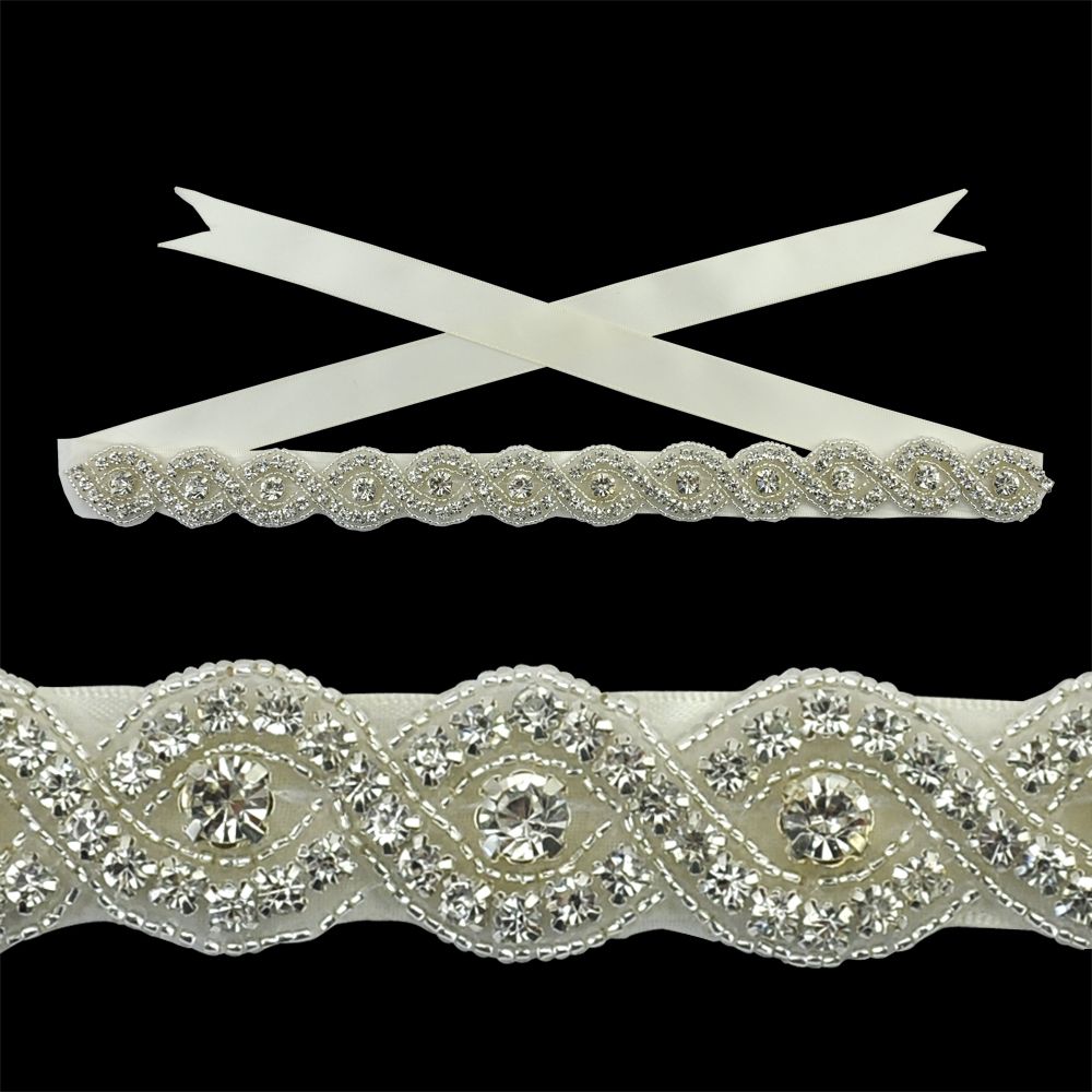 Rhinestone Sash with Ribbon - 11 1/2"width x 1 1/2" height - BR-Sash-3