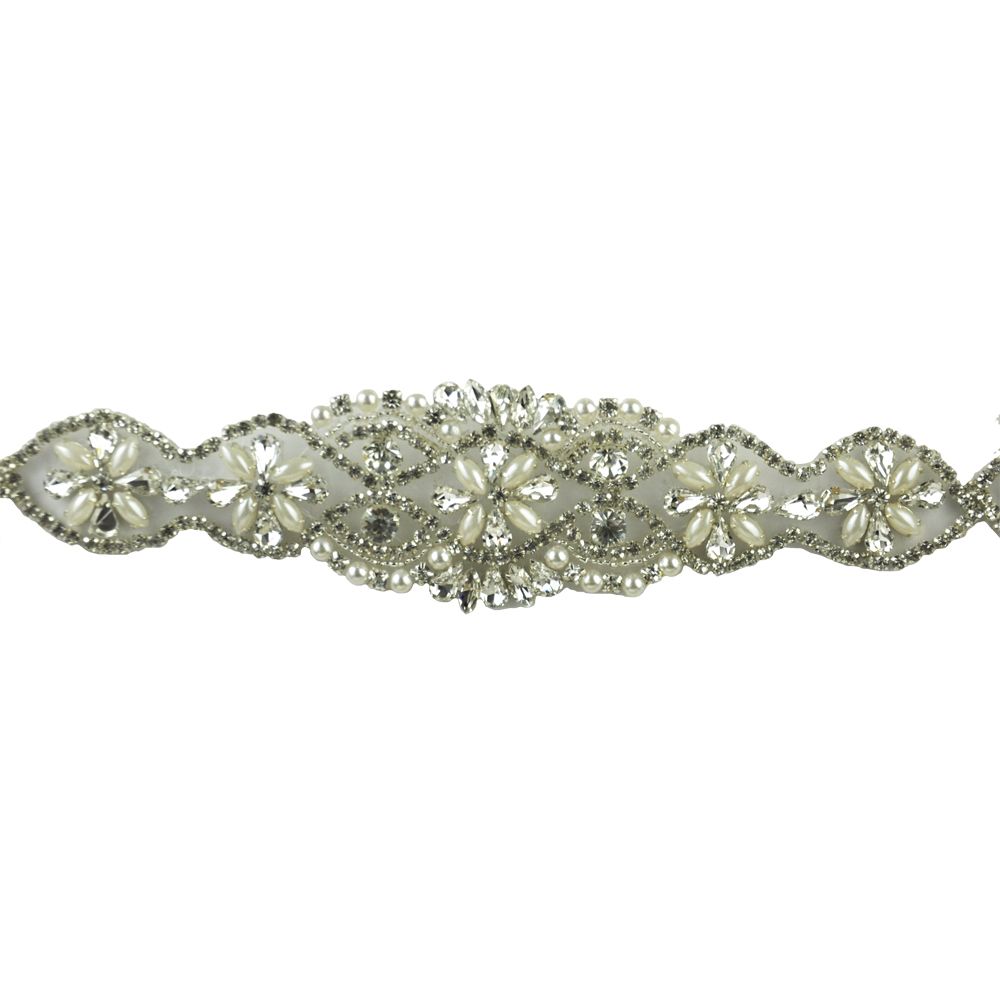 Rhinestone Trim By the Yard - 2" Width (5 Yard Roll) - BR-4982 Silver