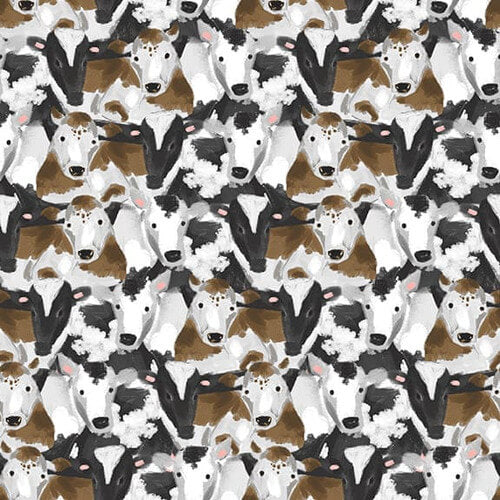 Rise with the Sun - Cow Collage - Brown 44" / 45" Fabric Per Yard