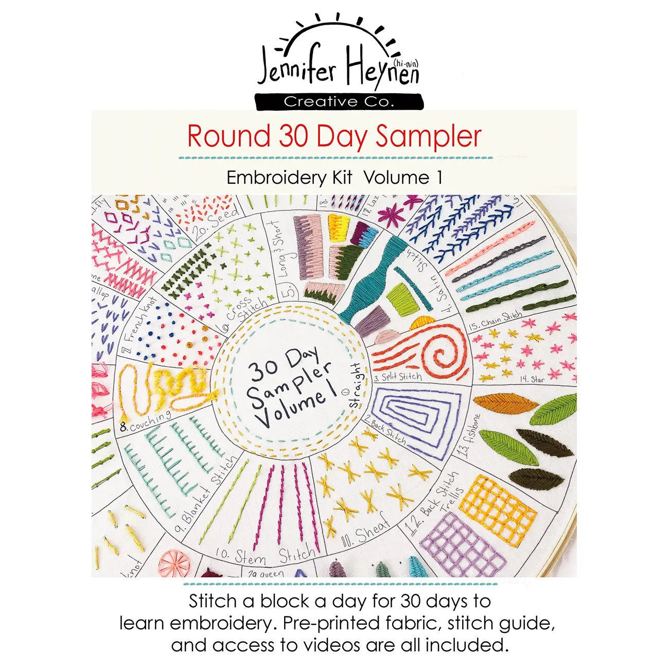 Round 30 Day Sampler Embroidery Class Volume 1 - Linda's Electric Quilters