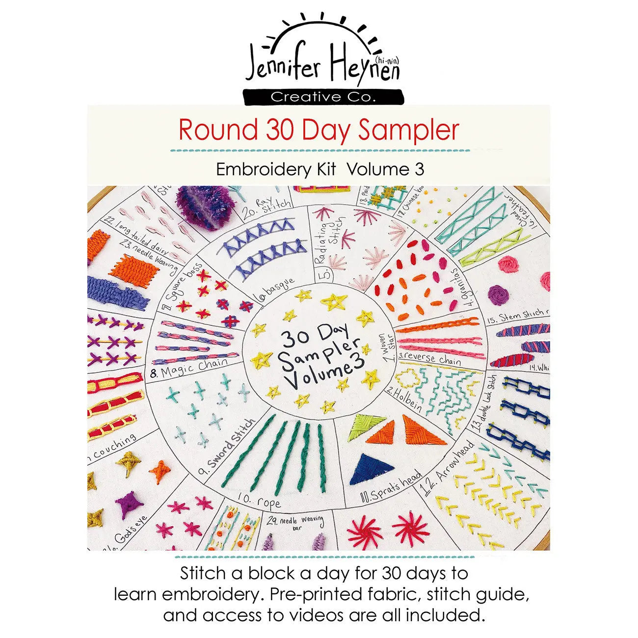 Round 30 Day Sampler Embroidery Class Volume 3 - Linda's Electric Quilters