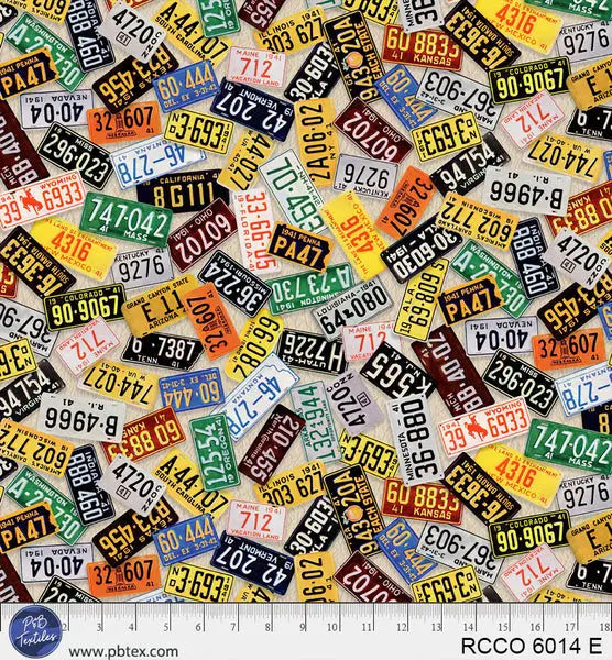 Route 66 License Plates Cream 44"/45" Fabric Per Yard P&B Textiles
