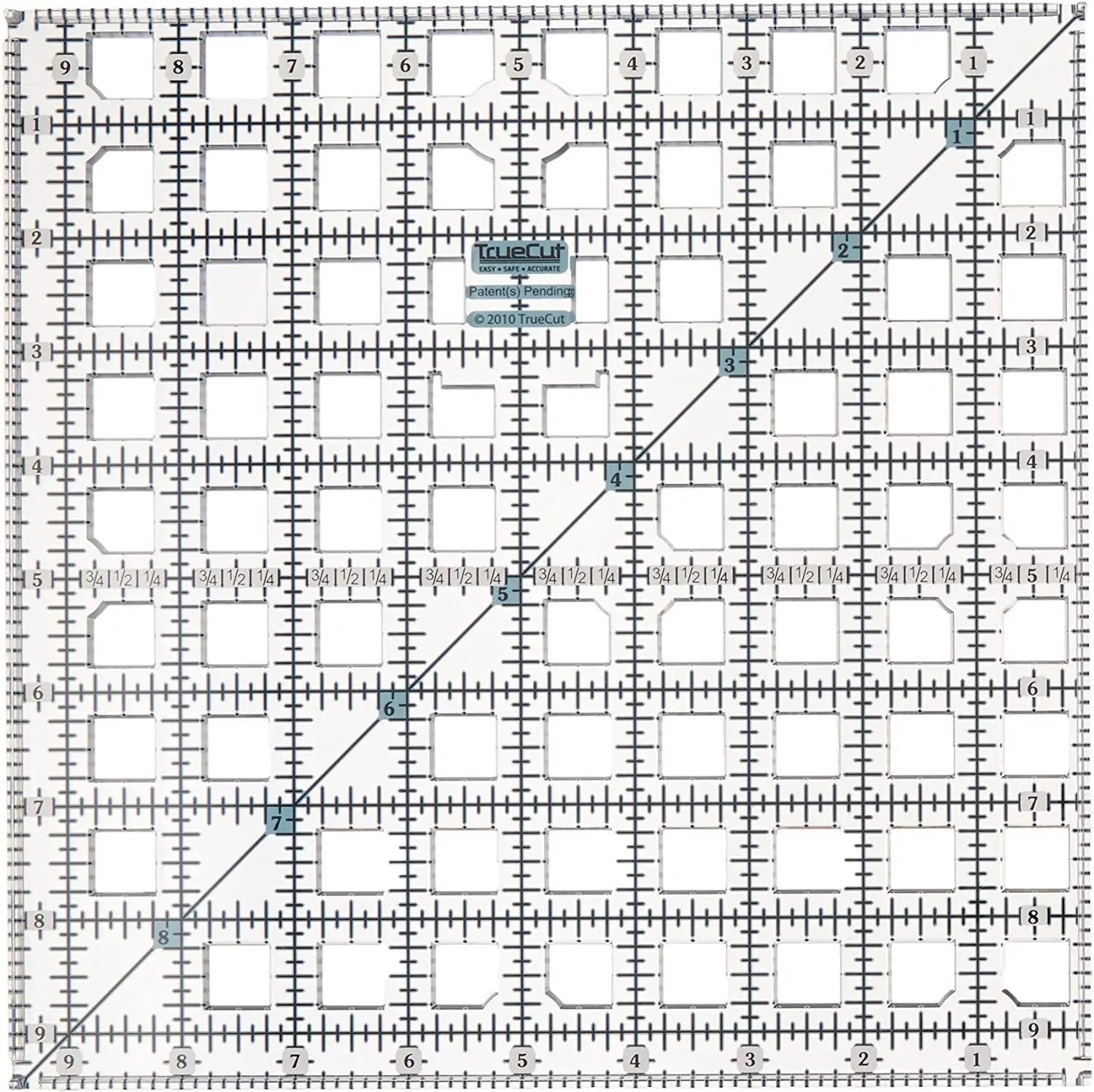 Ruler 9-1/2in x 9-1/2in - Linda's Electric Quilters