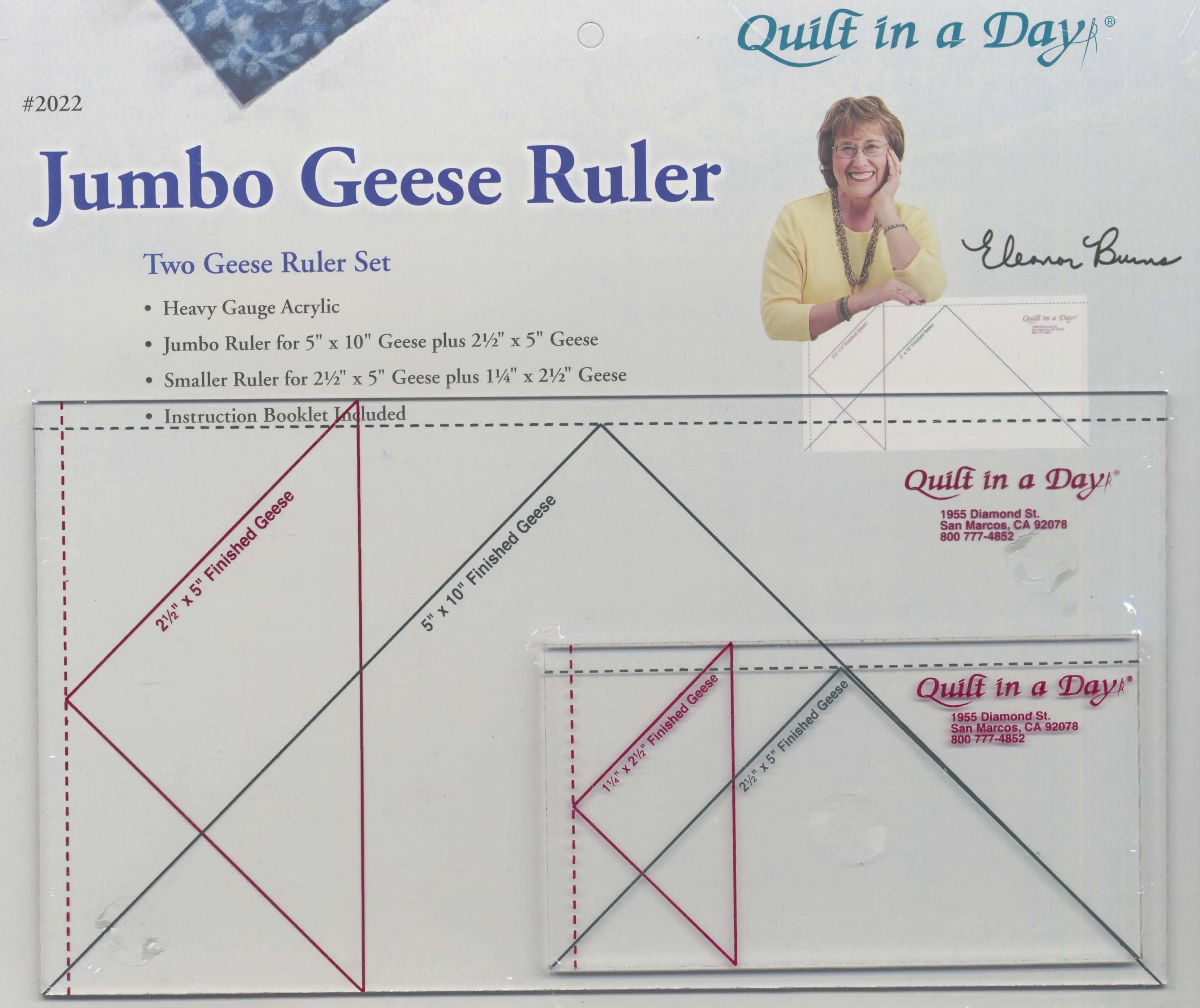 Ruler Jumbo Geese Set 2pc - Linda's Electric Quilters