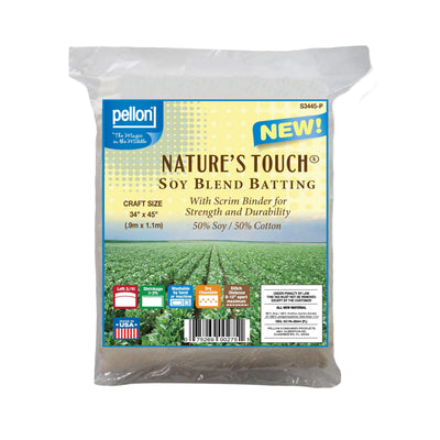 Pellon® Soy/Cotton Batting With Scrim 34" x 45" Craft Size Package. Color: Natural.