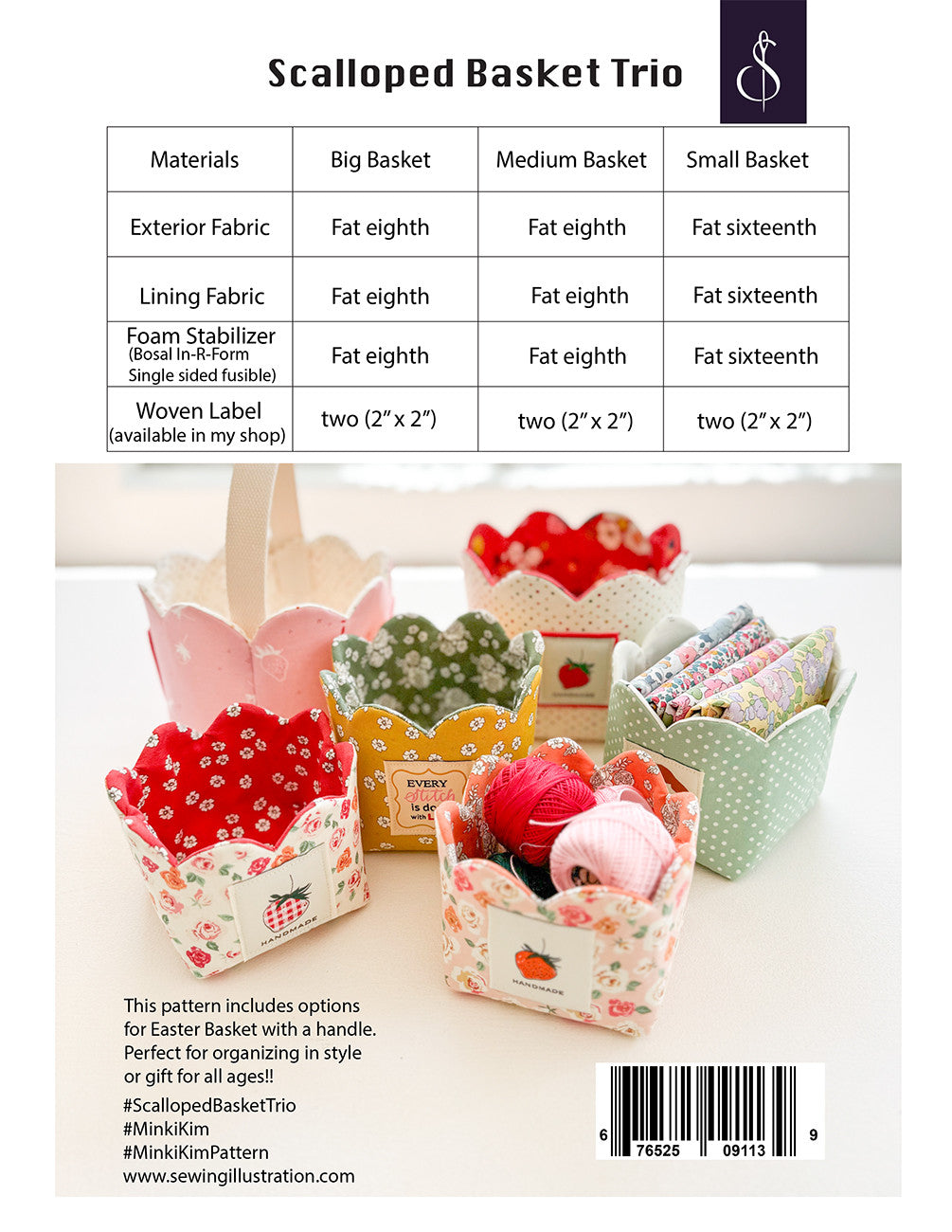 Scalloped Basket Trio Pattern 45" wide fabric per yard
