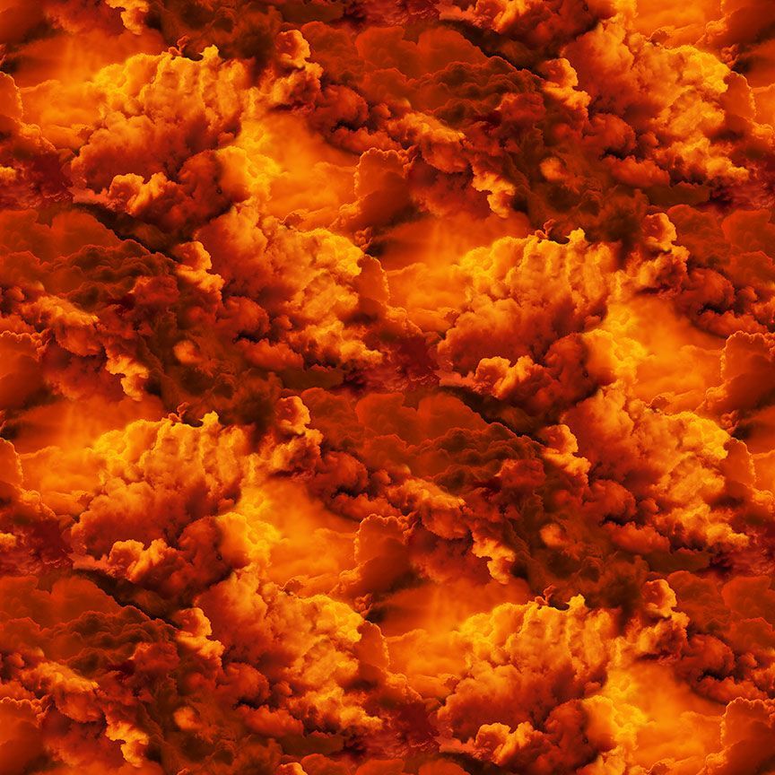 Orange Dragon Fire Sky Cotton 44"/45" Fabric Per Yard